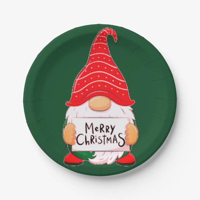 Weihnachts-Gnom   Pappteller (Vorderseite)