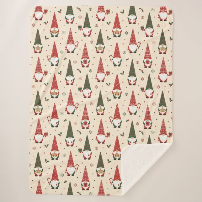 Weihnachts-Gnom-Partei-Muster Sherpadecke (Vorderseite)