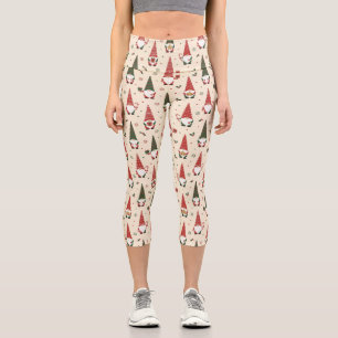 Weihnachts-Gnom-Parteimuster Capri Leggings