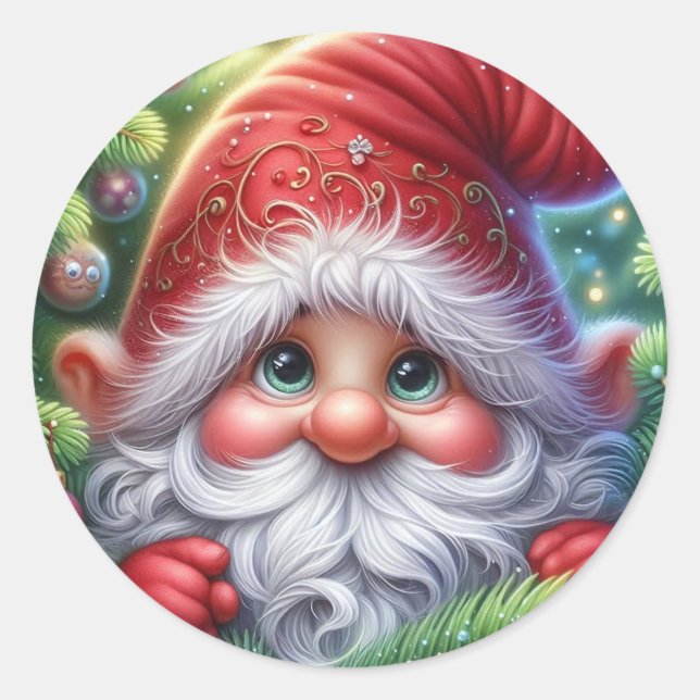 Weihnachts-Gnom Runder Aufkleber (Vorderseite)