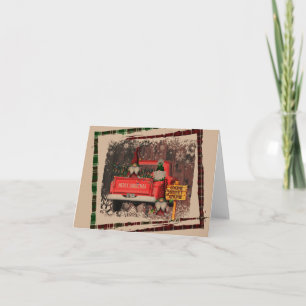 Weihnachts-Gnom Süßer Gnom Roter LKW Kariert Rusti Karte