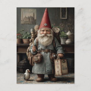 Weihnachts-Gnom Vintage-Reisender Postkarte