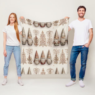 Weihnachts-Gnom Vintage-Wasserfarben-Feiertagsmust Fleecedecke
