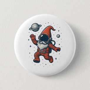 Weihnachts-Gnom Weltraum-Astronaut Lustig Galaxie  Button