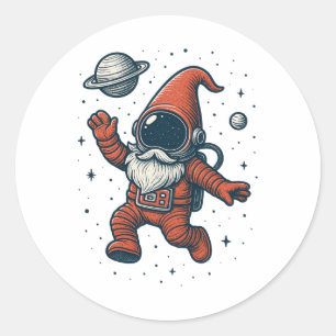 Weihnachts-Gnom Weltraum-Astronaut Lustig Galaxy F Runder Aufkleber