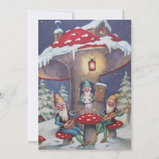Weihnachts-Gnomaden im Mushroom Feiertagskarte (Vorderseite)