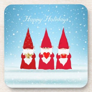 Weihnachts-Gnome auf Hellblau Getränkeuntersetzer
