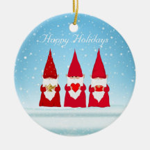 Weihnachts-Gnome auf Hellblau
