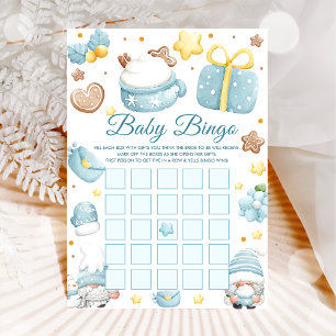 Weihnachts-Gnome-Baby-Shower-Bingo-Spielekarte Einladung