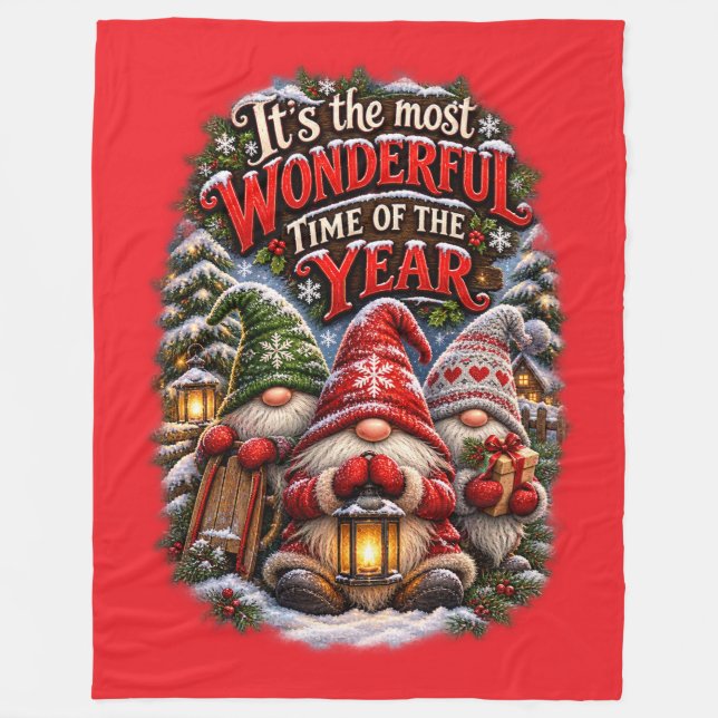 Weihnachts-Gnome Fleecedecke (Vorderseite)