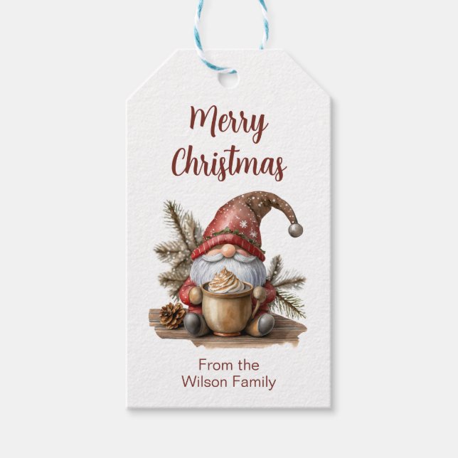 Weihnachts-Gnome-Geschenktag Geschenkanhänger (Vorderseite)