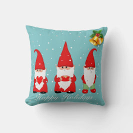 Weihnachts-Gnome & Glocken auf Hellblau Kissen