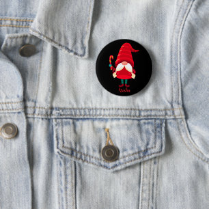 Weihnachts-Gnome halten eine Candy Cane Button