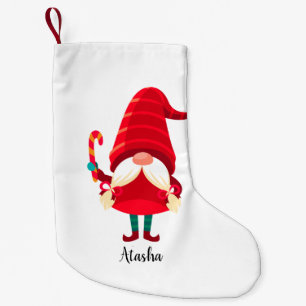 Weihnachts-Gnome halten eine Candy Cane Kleiner Weihnachtsstrumpf