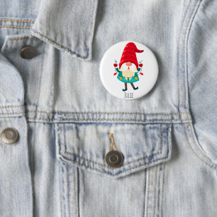 Weihnachts Gnome Holding Weihnachtsleuchten Button