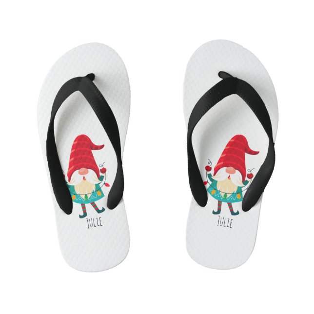 Weihnachts Gnome Holding Weihnachtsleuchten Kinderbadesandalen (Fußbett)