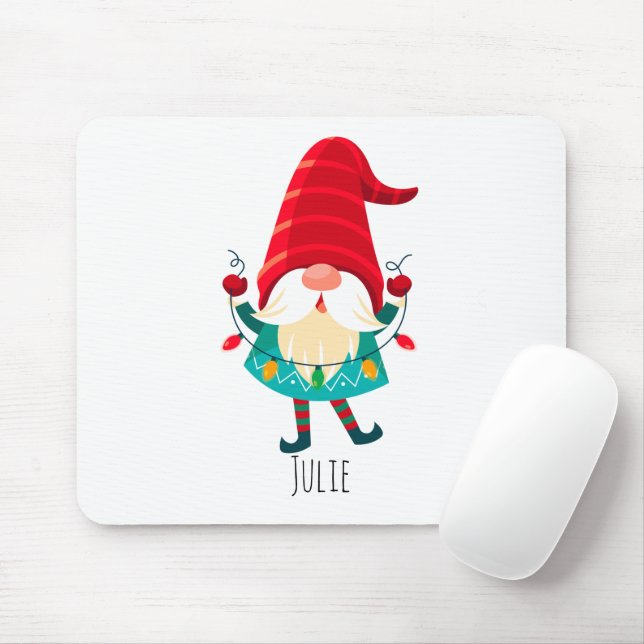 Weihnachts Gnome Holding Weihnachtsleuchten Mousepad (Mit Mouse)