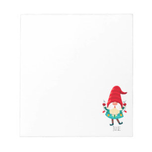 Weihnachts Gnome Holding Weihnachtsleuchten Notizblock