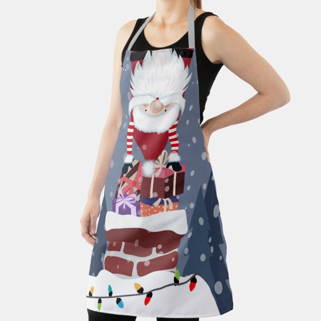 Weihnachts-Gnome im Schornstein Schürze (InSitu)