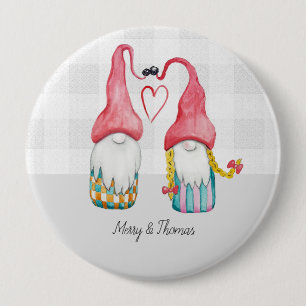 Weihnachts-Gnome in Liebe Wasserfarbe Handgemalt Button