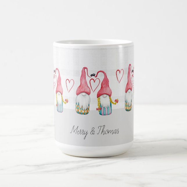 Weihnachts-Gnome in Liebe Wasserfarbe Handgemalt Kaffeetasse (Mittel)