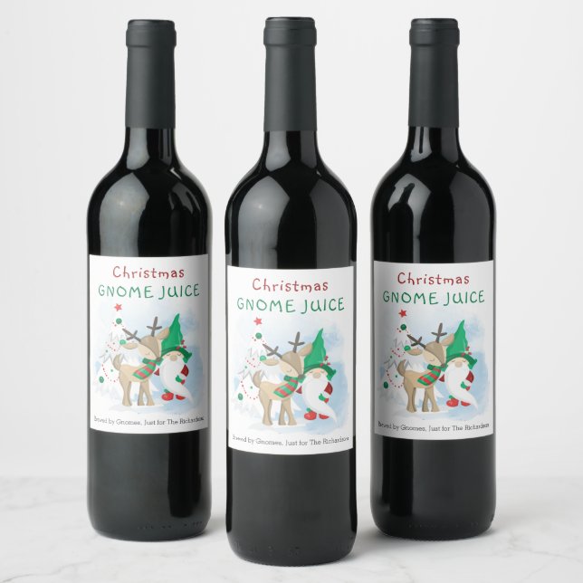 Weihnachts Gnome Juice Braut von Gnomes für .. Weinetikett (Flaschen)