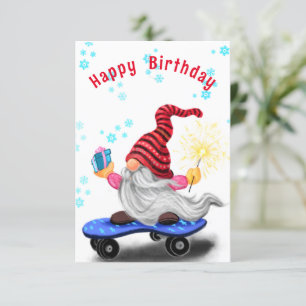 Weihnachts-Gnome mit Geschenk Funny Geburtstagskar