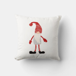 Weihnachts-Gnome Nordic Grau Rot Weißes Muster Kissen