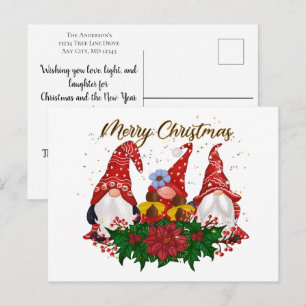 Weihnachts-Gnome Poinsettia Trendige Weihnachten Postkarte