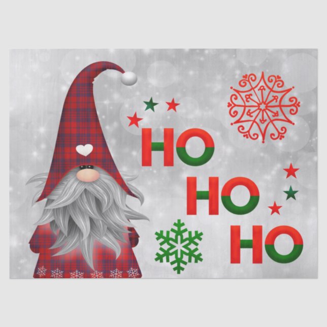 Weihnachts-Gnome sagt Ho, Ho, Ho! Seidenpapier (Vorderseite)