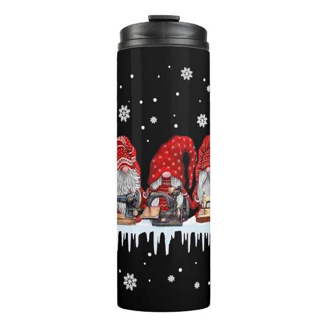 Weihnachts-Gnome Shirt Rote Nomenklatur Nähmaschin Thermosbecher (Vorderseite)