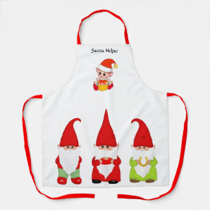 Weihnachts-Gnome und niedlicher Elf auf Weiß Schürze