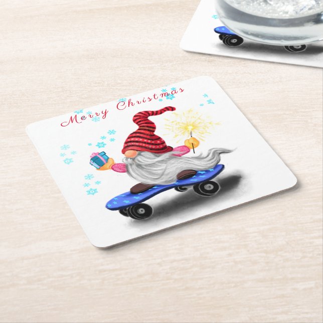 Weihnachts-Gnome-Untersetzer Rechteckiger Pappuntersetzer (angewinkelt)