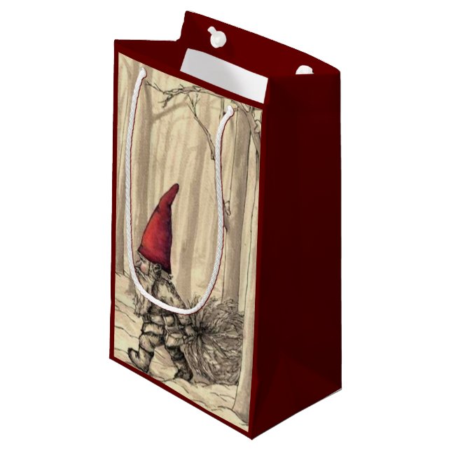 Weihnachts Gnome Weihnachtsgeschenk Kleine Geschenktüte (Vorderseite Schrägansicht)