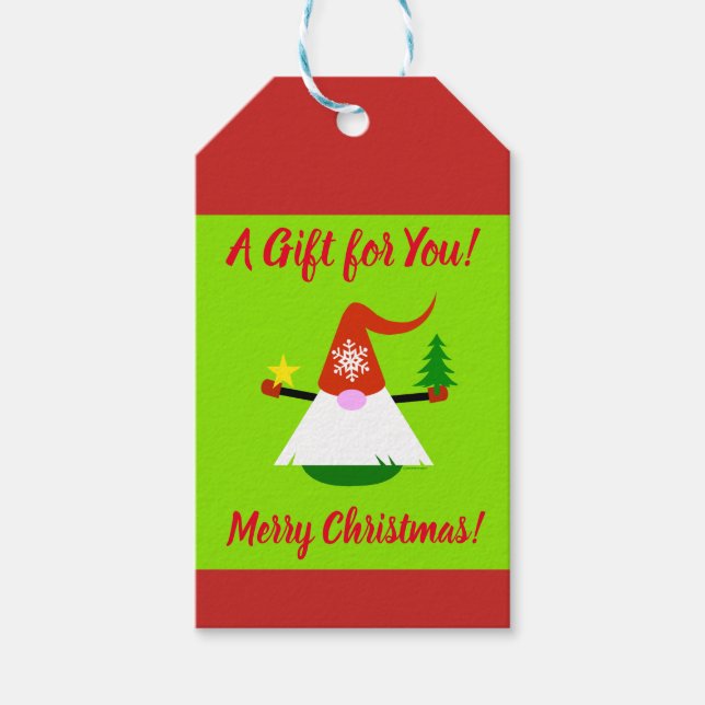 Weihnachts-Gnome-Weihnachtsgeschenk-Tags Geschenkanhänger (Vorderseite)