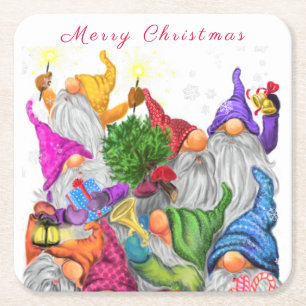 Weihnachts-Gnomes-Paper-Untersetzer Rechteckiger Pappuntersetzer