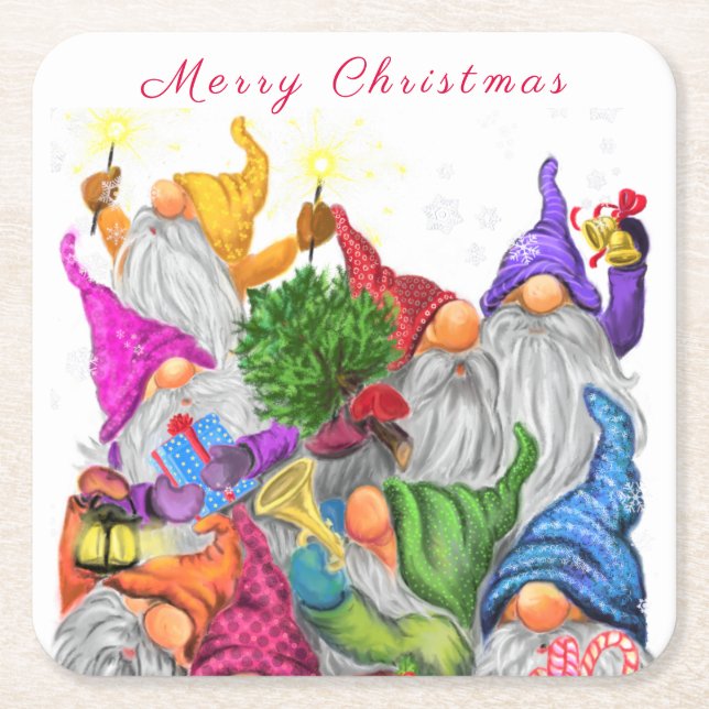 Weihnachts-Gnomes-Paper-Untersetzer Rechteckiger Pappuntersetzer (Vorderseite)