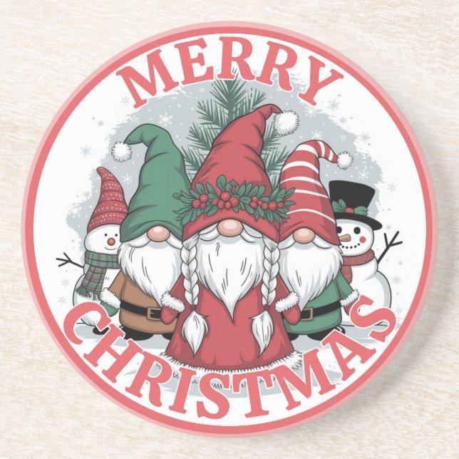 Weihnachts-Gnomes-Untersetzer Getränkeuntersetzer (Vorne)
