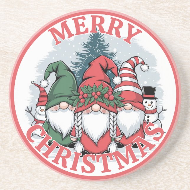 Weihnachts-Gnomes-Untersetzer Getränkeuntersetzer (Vorne)