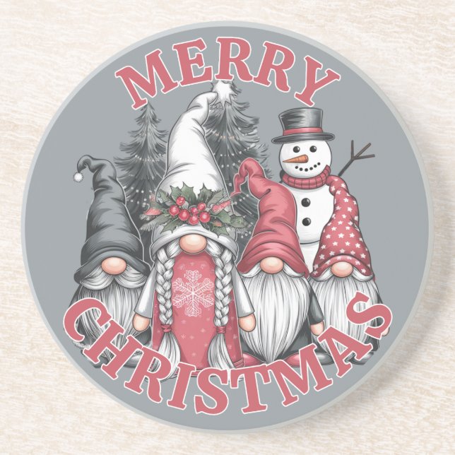 Weihnachts-Gnomes-Untersetzer Getränkeuntersetzer (Vorne)