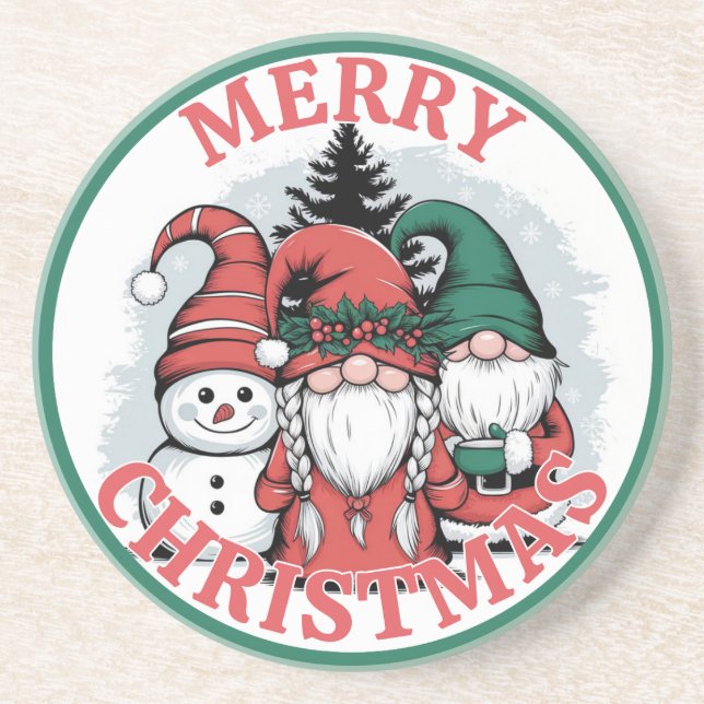 Weihnachts-Gnomes-Untersetzer Getränkeuntersetzer (Vorne)