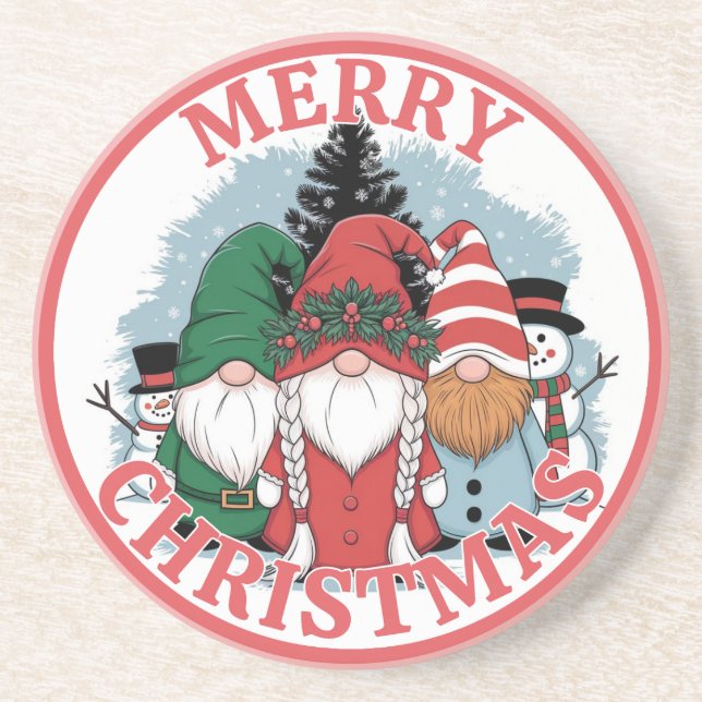 Weihnachts-Gnomes-Untersetzer Getränkeuntersetzer (Vorne)