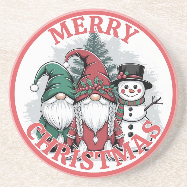 Weihnachts-Gnomes-Untersetzer Getränkeuntersetzer (Vorne)