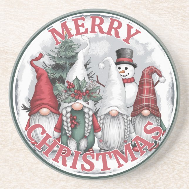 Weihnachts-Gnomes-Untersetzer Getränkeuntersetzer (Vorne)