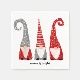 Weihnachts-Gnomes Weihnachten Rot Grau Weiße Angew Serviette
