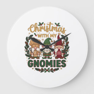Weihnachts-Gnomies-Lichterkette Zuckerstange Große Wanduhr