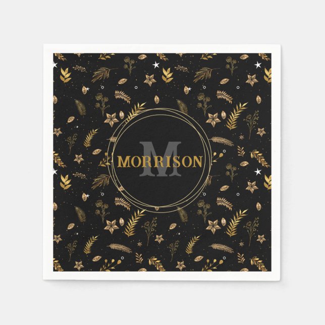 Weihnachts Gold Arch elegante moderne Monogramm Sc Serviette (Vorderseite)