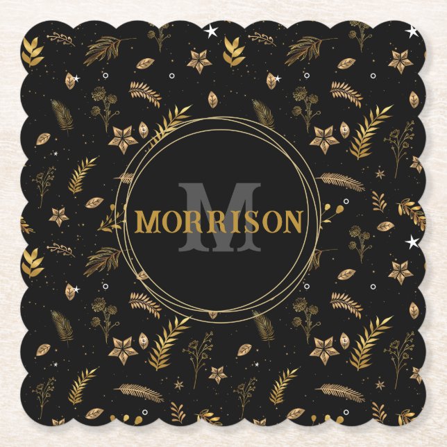 Weihnachts Gold Arch elegante moderne Monogramm Sc Untersetzer (Vorderseite)