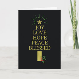 Weihnachts Gold aussehender Word Tree auf schwarz Karte