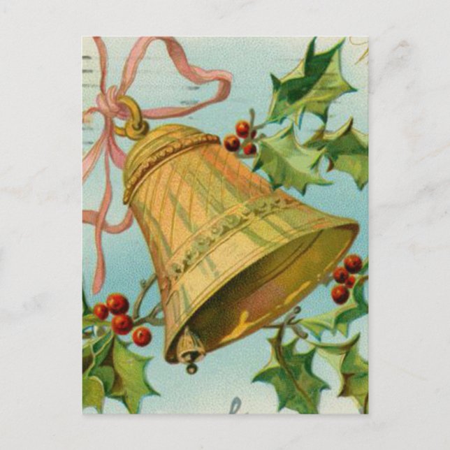 Weihnachts Gold Bells Feiertagspostkarte (Vorderseite)